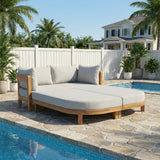Patio Daybed Outdoor Dual Chaise Lounge Sunbed with Soft Cushion