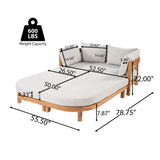 Patio Daybed Outdoor Dual Chaise Lounge Sunbed with Soft Cushion