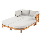 Patio Daybed Outdoor Dual Chaise Lounge Sunbed with Soft Cushion