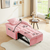 3 in 1 Convertible Sofa Chair, Sleeper Sofa Chair Bed with Adjustable Backrest, Phone Holder, USB & Type-C