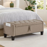 45" Storage Ottoman Bench, Upholstered Entryway Bench with Safety Hinge for Bedroom, Living Room