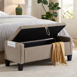 45" Storage Ottoman Bench, Upholstered Entryway Bench with Safety Hinge for Bedroom, Living Room