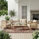 3pcs Outdoor Sofa Set Patio Chat Seating Set Garden Leisure Lounge Set with 2 Cushioned Arm Chairs & 1 Loveseat Sofa