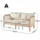 3pcs Outdoor Sofa Set Patio Chat Seating Set Garden Leisure Lounge Set with 2 Cushioned Arm Chairs & 1 Loveseat Sofa