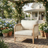 Outdoor Accent Chair Patio Club Chair Leisure Chair Armchair with Beige Cushion