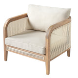 Outdoor Accent Chair Patio Club Chair Leisure Chair Armchair with Beige Cushion