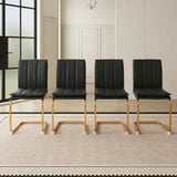 Dining Chairs Set of 4, PU Leather Kitchen Chairs with Gold Metal Legs, Armless Chair for Living Room, Office