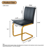 Dining Chairs Set of 4, PU Leather Kitchen Chairs with Gold Metal Legs, Armless Chair for Living Room, Office