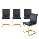 Dining Chairs Set of 4, PU Leather Kitchen Chairs with Gold Metal Legs, Armless Chair for Living Room, Office