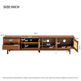 79" TV Stand for TVs up to 85", TV Console Media Console Walnut TV Cabinet Media Entertainment Center with Rattan Soft-close Door&Drawers