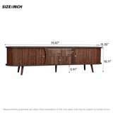 Mid-Century Modern TV Stand for TVs up to 80", Entertainment Center with Tambour Doors & Fluted Drawers, Walnut Brown Media Console
