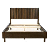 Queen Size Platform Bed Frame with Vertical Slat Headboard Modern Rustic Bed, No Box Spring Needed