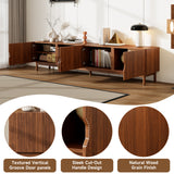 87" TV Stand for TVs up to 90", TV Console Media Console TV Cabinet Media Entertainment Center with Groove Soft-close Door&Solid Wood Leg