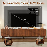 87" TV Stand for TVs up to 90", TV Console Media Console TV Cabinet Media Entertainment Center with Groove Soft-close Door&Solid Wood Leg