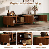 87" TV Stand for TVs up to 90", TV Console Media Console TV Cabinet Media Entertainment Center with Groove Soft-close Door&Solid Wood Leg