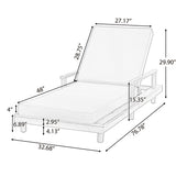 1pc Acacia Wood Outdoor Chaise Lounge, 4" Ultra-Thick Cushion Patio Sun Lounger, 3-Position Adjustable Reclining Chair