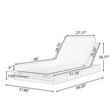 38" Extra Wide Acacia Wood Outdoor Chaise Lounge, 4" Thick Cushion Sun Lounger with 3-Position Reclining, 1pc Modern Patio Daybed