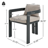 7pcs Outdoor Dining Set for 6, Patio Furniture Set Garden Dining Table Set with 6 Chairs with Beige Cushions & Weather-Resistant Frame