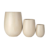 Set of 3 MGO Round Planters, Lightweight Outdoor Indoor Flower Pots with Drainage Hole & Rubber Plugs