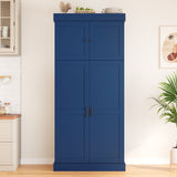 77"H Freestanding Kitchen Pantry, Farmhouse Storage Cabinet with Adjustable Shelves, Door Shelves, Drawers & Wine Racks