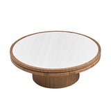 35.43" Round Coffee Table with Sintered Stone Tabletop, Mid-Century Modern Center Table End Table for Living Room
