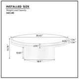 35.43" Round Coffee Table with Sintered Stone Tabletop, Mid-Century Modern Center Table End Table for Living Room
