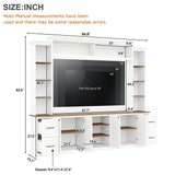 4-in-1 Farmhouse Entertainment Center Wall Unit, Fits TVs Up to 70", TV Stand Media Console w/ Adjustable Shelves & Drawers