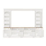 Farmhouse Arched Entertainment Center Wall Unit, Fits TVs Up to 70", Large TV Stand Media Console with Drawers & Bookshelves