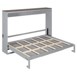Queen Size Murphy Bed, Foldable Wall Bed with Power Outlets & USB Ports for Bedroom, Small Apartments, Space-Saving