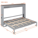Queen Size Murphy Bed, Foldable Wall Bed with Power Outlets & USB Ports for Bedroom, Small Apartments, Space-Saving
