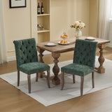 Dining Chair Set of 2, Upholstered Accent Chair with Curved Rubberwood Legs, Tufted Armless Chair for Dining Room & Kitchen