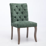 Dining Chair Set of 2, Upholstered Accent Chair with Curved Rubberwood Legs, Tufted Armless Chair for Dining Room & Kitchen