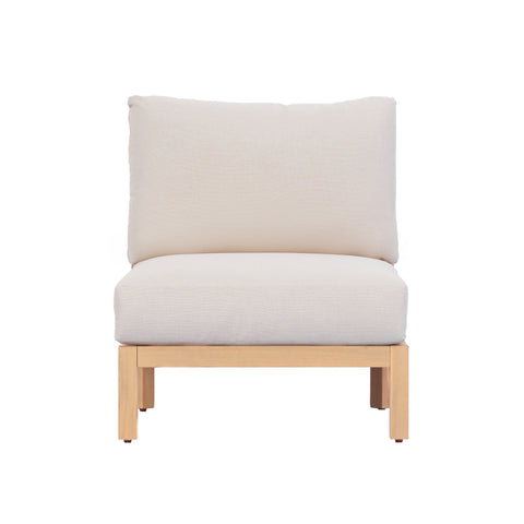Patio Chair Acacia Wood Outdoor Club Chairs, Rope-Woven Deep Seat with Waterproof Cushion, Light Teak+Beige