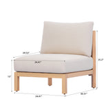 Patio Chair Acacia Wood Outdoor Club Chairs, Rope-Woven Deep Seat with Waterproof Cushion, Light Teak+Beige