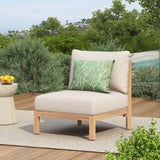 Patio Chair Acacia Wood Outdoor Club Chairs, Rope-Woven Deep Seat with Waterproof Cushion, Light Teak+Beige