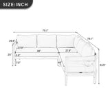 L-shaped Outdoor Sofa Patio Lounge Sofa Garden Leisure Seats with Soft Cushion & Weather-Resistant Arc Frame, White