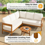 L-shaped Outdoor Sofa Patio Lounge Sofa Garden Leisure Seats with Soft Cushion & Weather-Resistant Arc Frame, White