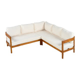 L-shaped Outdoor Sofa Patio Lounge Sofa Garden Leisure Seats with Soft Cushion & Weather-Resistant Arc Frame, White