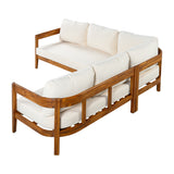 L-shaped Outdoor Sofa Patio Lounge Sofa Garden Leisure Seats with Soft Cushion & Weather-Resistant Arc Frame, White