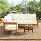 L-shaped Outdoor Sofa Patio Lounge Sofa Garden Leisure Seats with Soft Cushion & Weather-Resistant Arc Frame, White