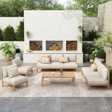 5-Piece Patio Sofa Set, Acacia Wood Outdoor Conversation Set with Coffee Table, Light Teak Finish for Patio/Garden