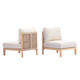 5-Piece Patio Sofa Set, Acacia Wood Outdoor Conversation Set with Coffee Table, Light Teak Finish for Patio/Garden