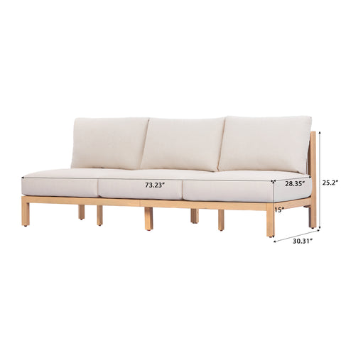 5-Piece Patio Sofa Set, Acacia Wood Outdoor Conversation Set with Coffee Table, Light Teak Finish for Patio/Garden