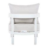 Patio Accent Chair Outdoor Single Lounge Chair Ergonomic Armchair with Soft Waterproof Cushions & Rust-Proof Frame, Beige+White