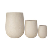 Egg-Shaped MGO Outdoor Planters Set of 3, Lightweight Faux Stone Flower Pots with Drainage Hole & Rubber Plugs for Garden, Indoor