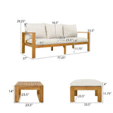 3pcs Outdoor Sofa Set Patio Conversation Furniture Set Seating Group with Coffee Table, Weather-Resistant Frame&Soft Cushion