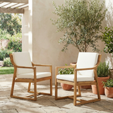Set of 2 Outdoor Dining Chairs, Acacia Wood Patio Chairs with Removable Cushions, Armchair for Backyard, Garden