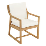 Set of 2 Outdoor Dining Chairs, Acacia Wood Patio Chairs with Removable Cushions, Armchair for Backyard, Garden