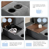 Convertible U-Shaped Sectional Sofa Oversized Modular Sofa Upholstered Corner Sofa Couch with Movable Storage Ottoman, Cup Holder, USB Port