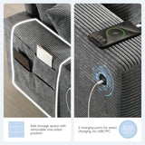 Convertible U-Shaped Sectional Sofa Oversized Modular Sofa Upholstered Corner Sofa Couch with Movable Storage Ottoman, Cup Holder, USB Port